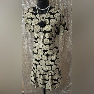 NWT - Who What Wear Black and Cream Floral Babydoll Dress-XL